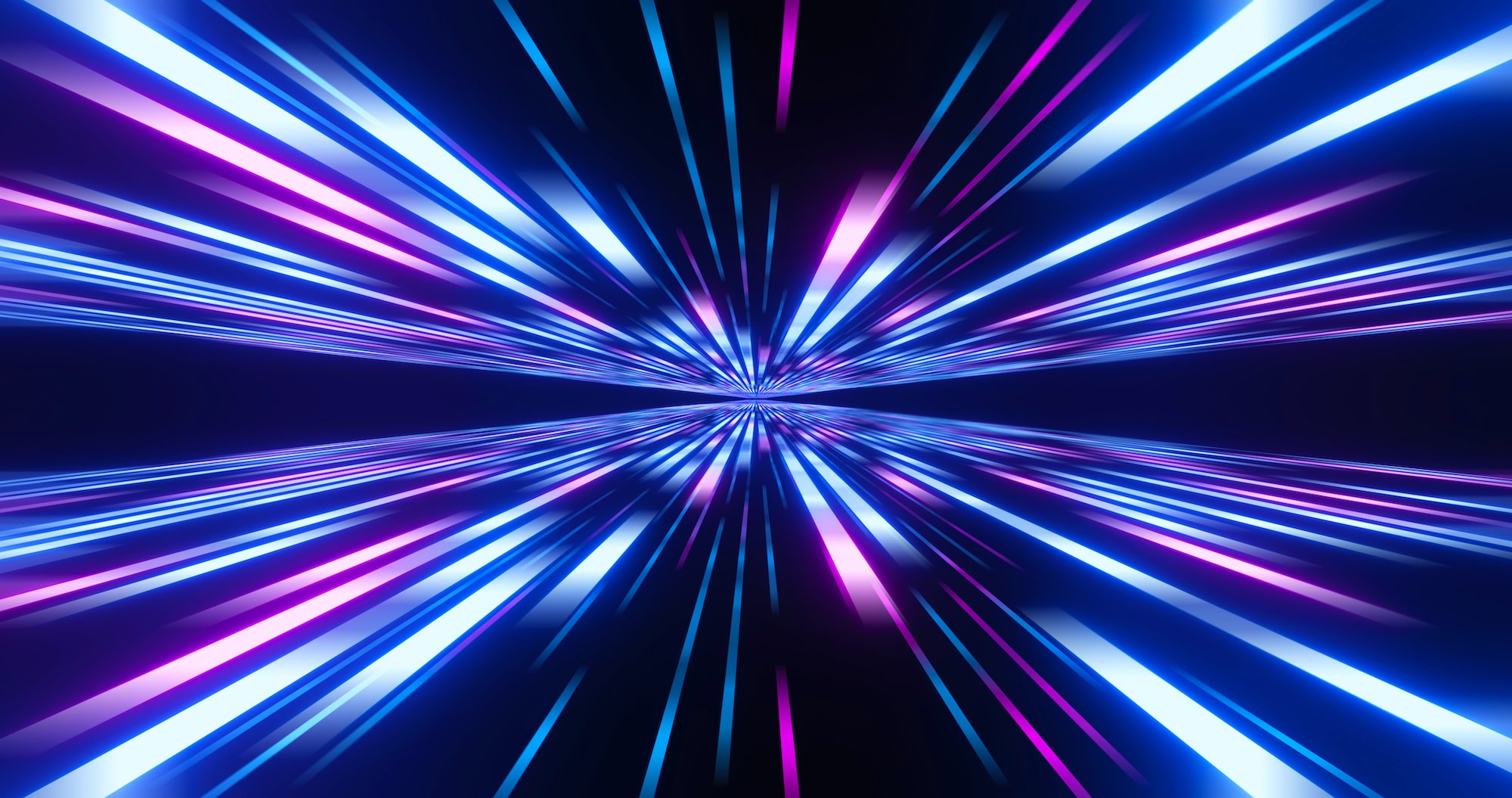 Abstract image of high speed. Pink blue lines composition. Abstract glow neon lines and stripes. Abstract background with flying neon glowing stripes. Motion 3d illustration